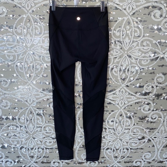 💜SOLD💜LULULEMON Black Mesh Full Length Tights 4 - Picture 3 of 8